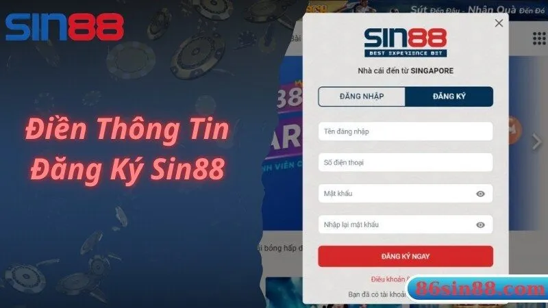 Vào trang game để bắt đầu đăng ký Sin88 